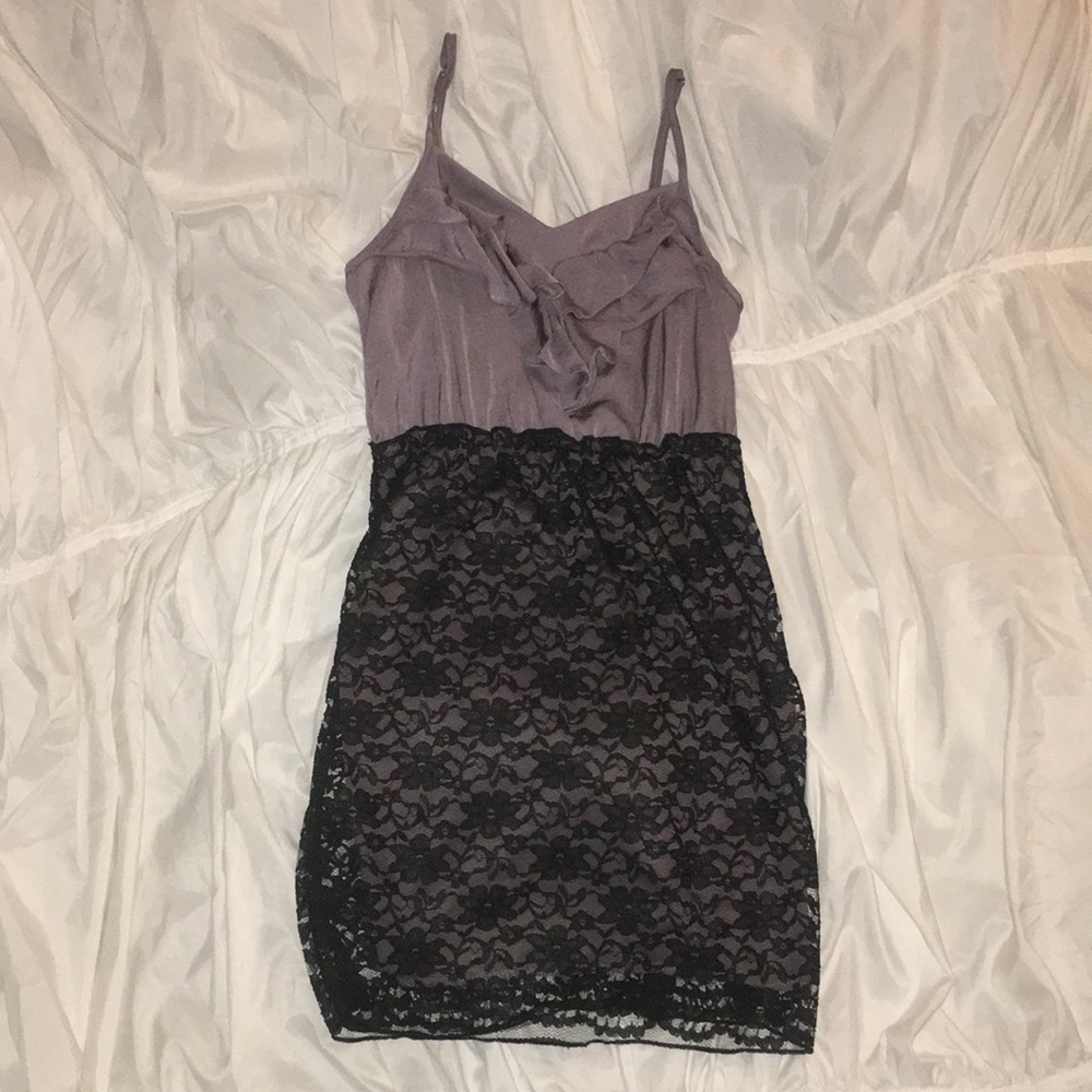 Mauve & black lace dress